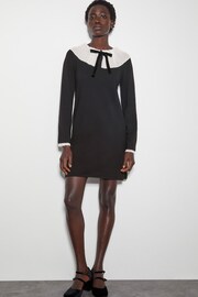 Monsoon Black Cree Pleated Collar Bow Dress - Image 1 of 6