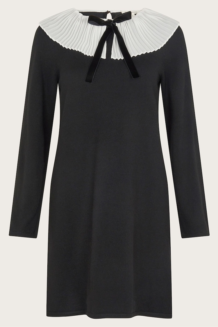 Monsoon Black Cree Pleated Collar Bow Dress - Image 6 of 6