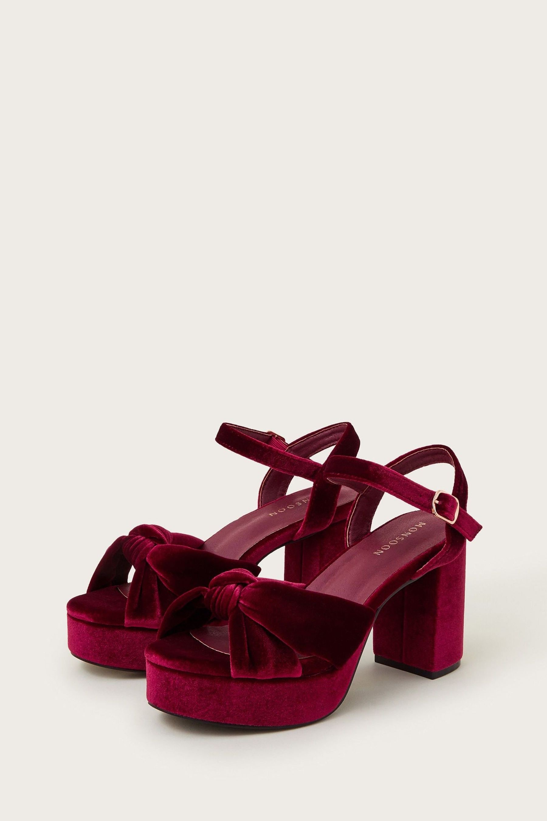 Buy Monsoon Red Nola Velvet Platform Heels from the Next UK online shop