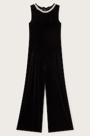 Monsoon Black Laurelie Bow Velour Jumpsuit - Image 2 of 4