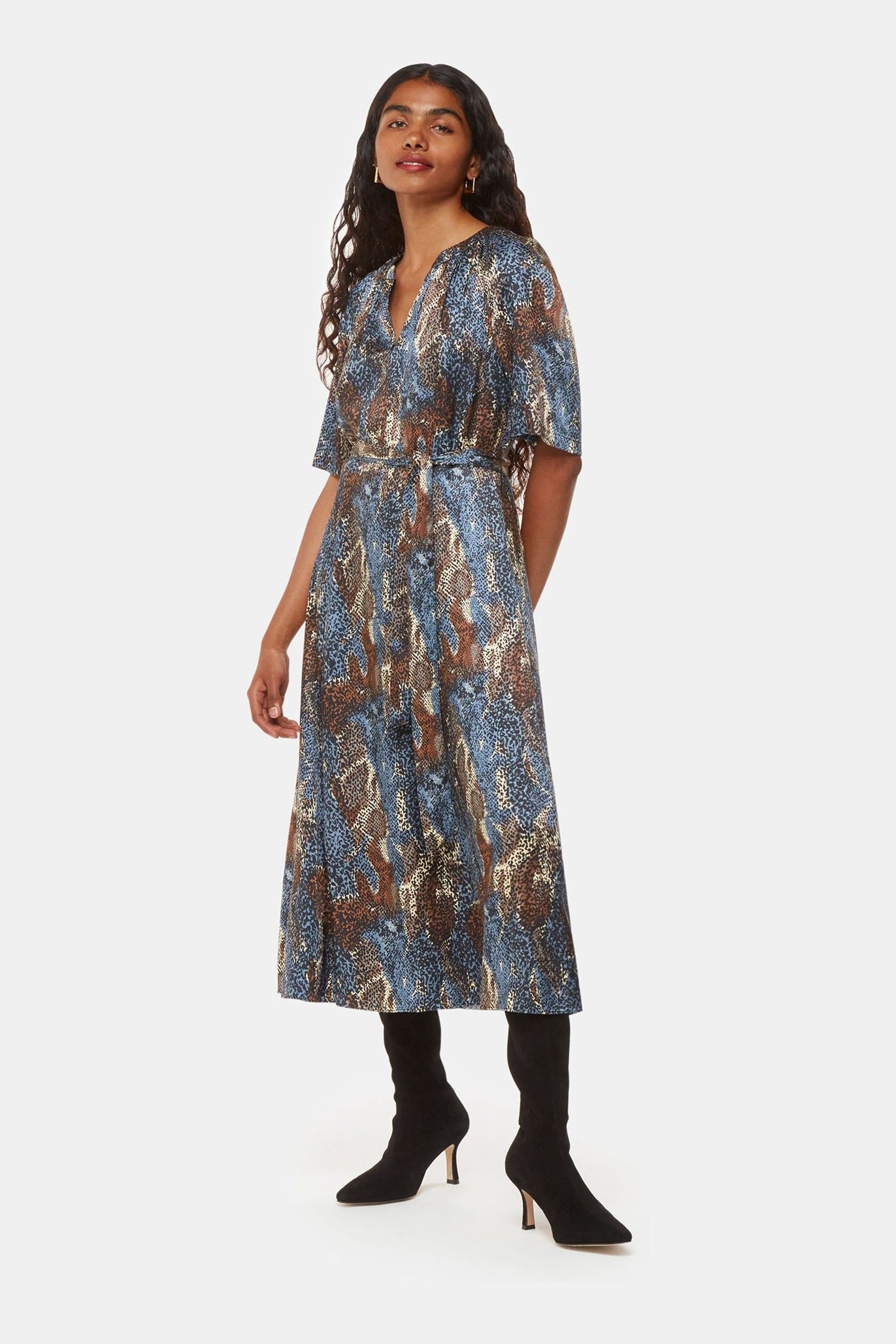 Buy Whistles Black Petite Marlow Dashed Snake Print Dress from Next Luxembourg