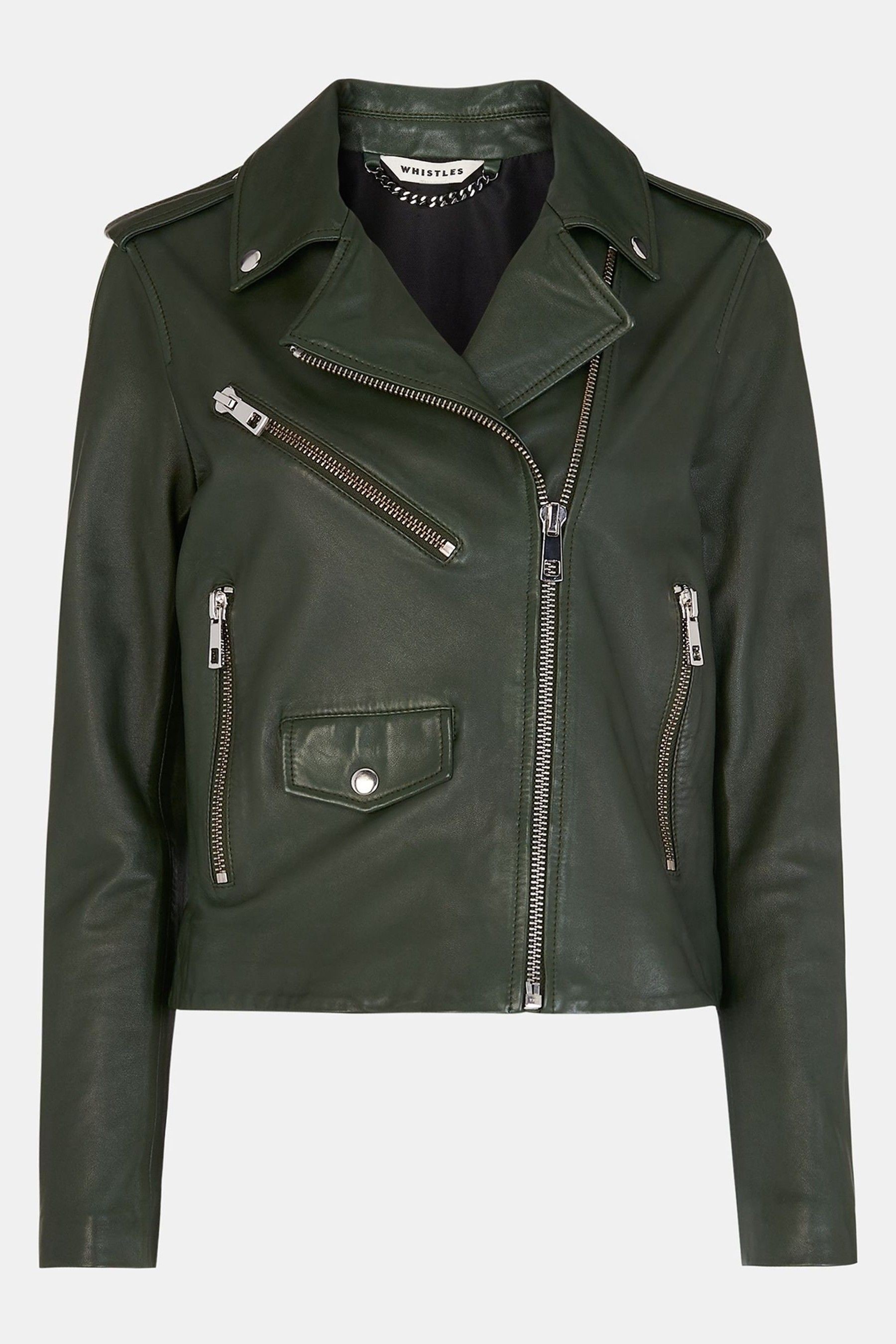 Buy Whistles Green Agnes Pocket Leather Jacket from Next Canada
