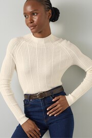 LK Bennett Cream West Coconut Milk Cable Stitch Sweater - Image 1 of 5