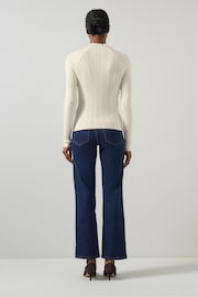 LK Bennett Cream West Coconut Milk Cable Stitch Sweater - Image 3 of 5