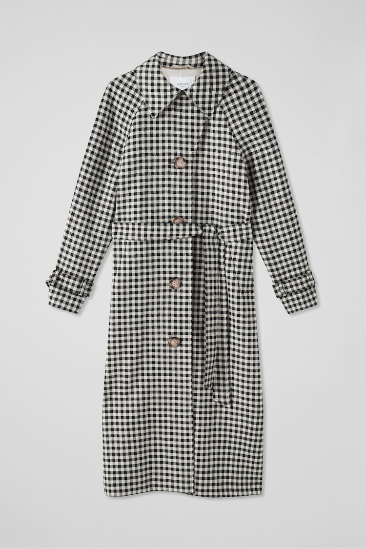 LK Bennett Black Alexa Gingham Virgin Wool Trench Coat - Image 5 of 5