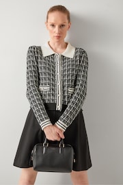 LK Bennett Black Aliyah Multi Mono Knit Collar Jacket - Image 3 of 5