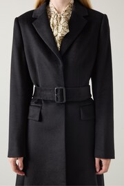 LK Bennett Black Christie Black Belted Wool Coat - Image 7 of 8