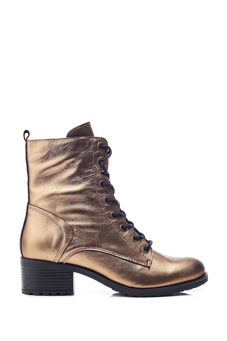 Moda in Pelle Bezzie Lace-Up Leather Ankle Boots - صورة 1 من 4