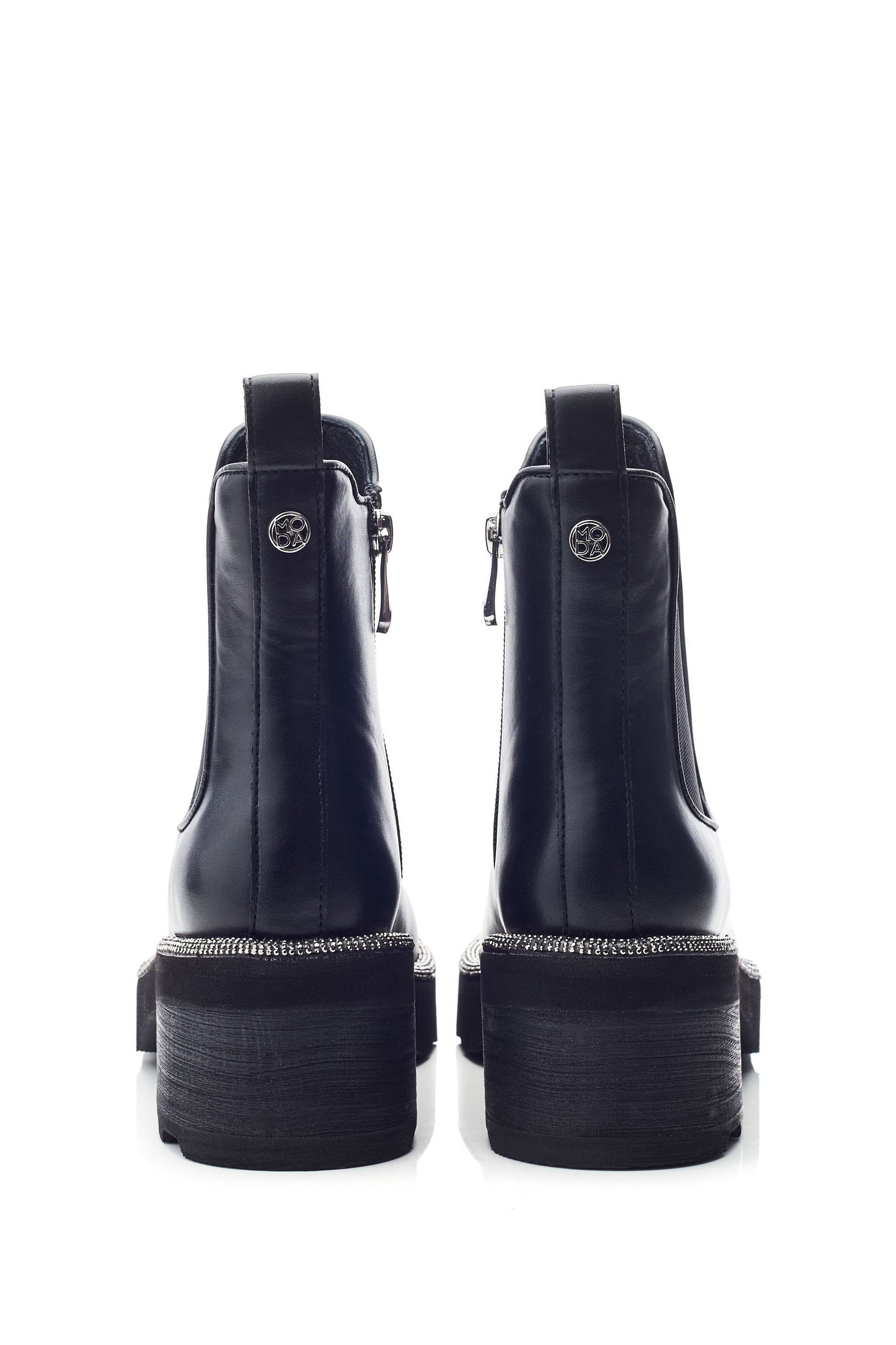 Buy Moda in Pelle Blanda Glitz Rand Chunky Leather Chelsea Black Boots from the Next UK online shop