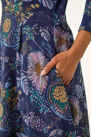 Roman Blue Petite Floral A-Line Dress - Image 5 of 5