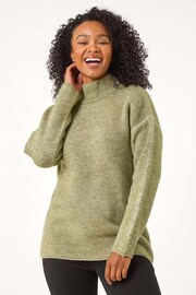 Roman Green Petite Contrast Stitch Jersey Jumper - Image 4 of 5