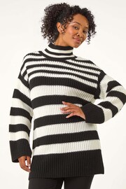 Roman Black Petite Stripe High Neck Jumper - Image 4 of 5