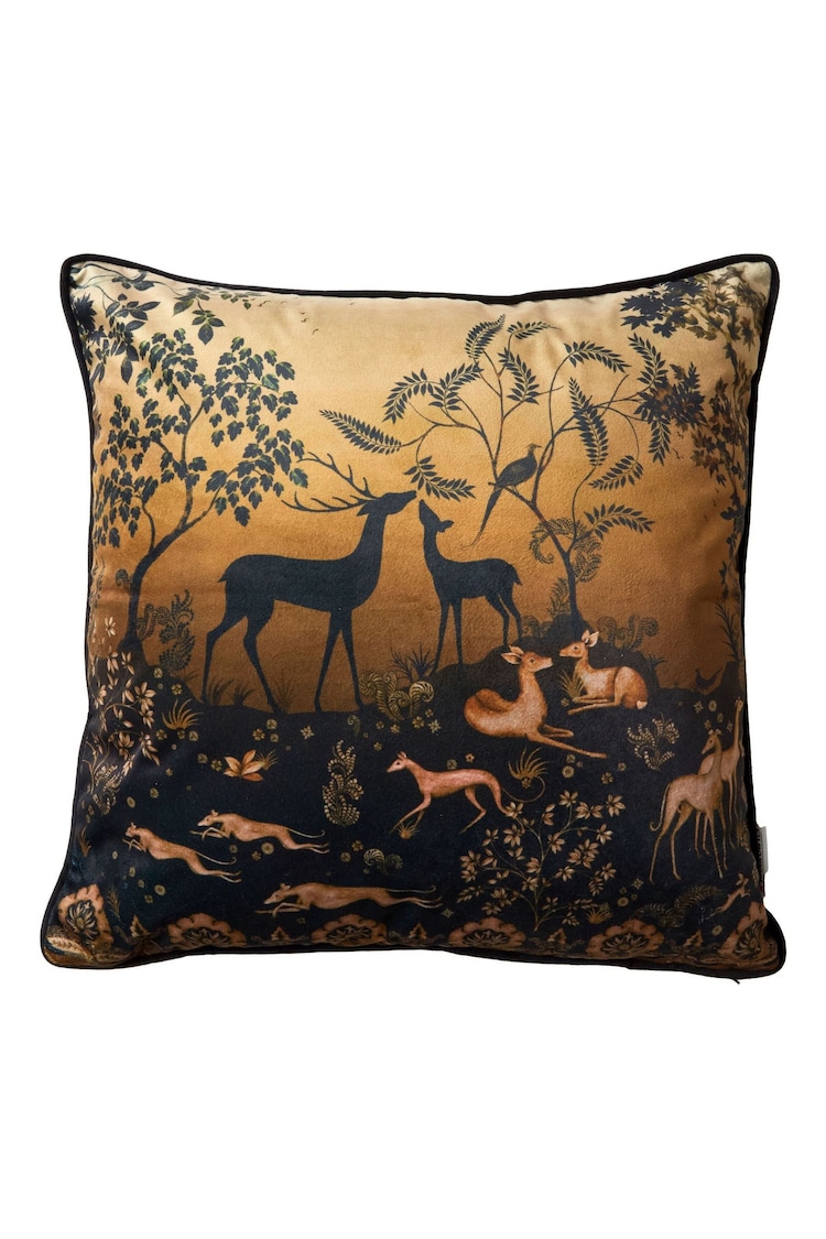 Joe Browns Black Reversible Autumn Forest Velvet Cushion - Image 5 of 5