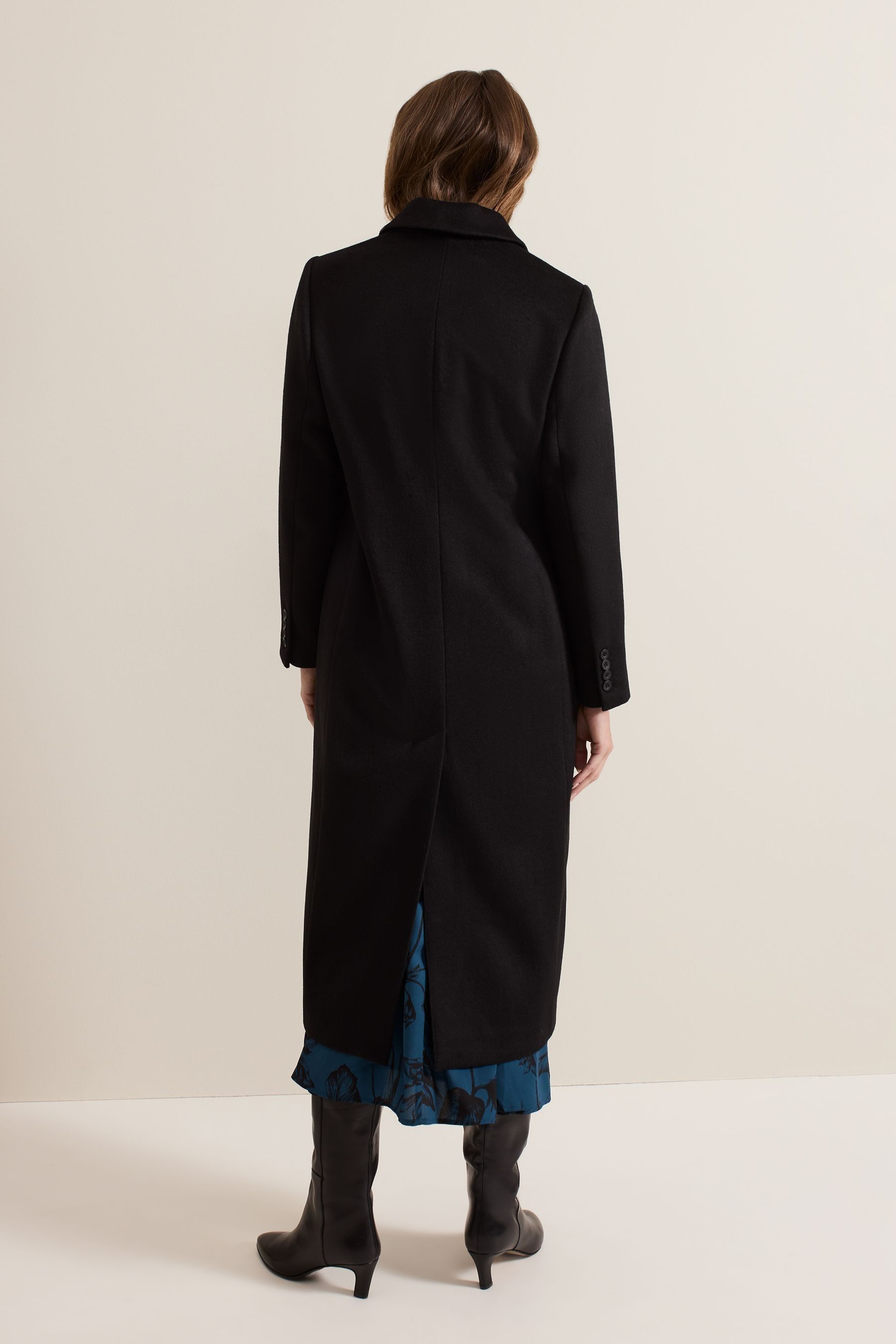 Petite long black wool coat store