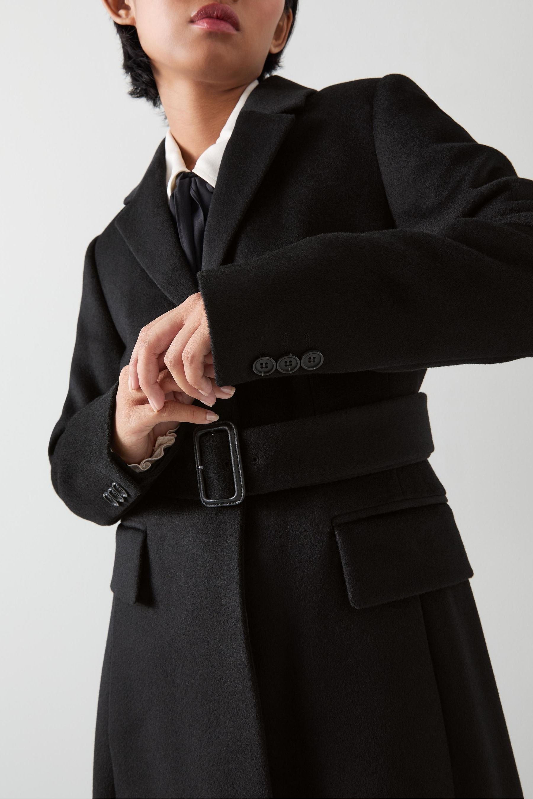 Buy LK Bennett Black Christie Petite Black Belted Wool Coat from the Next UK online shop