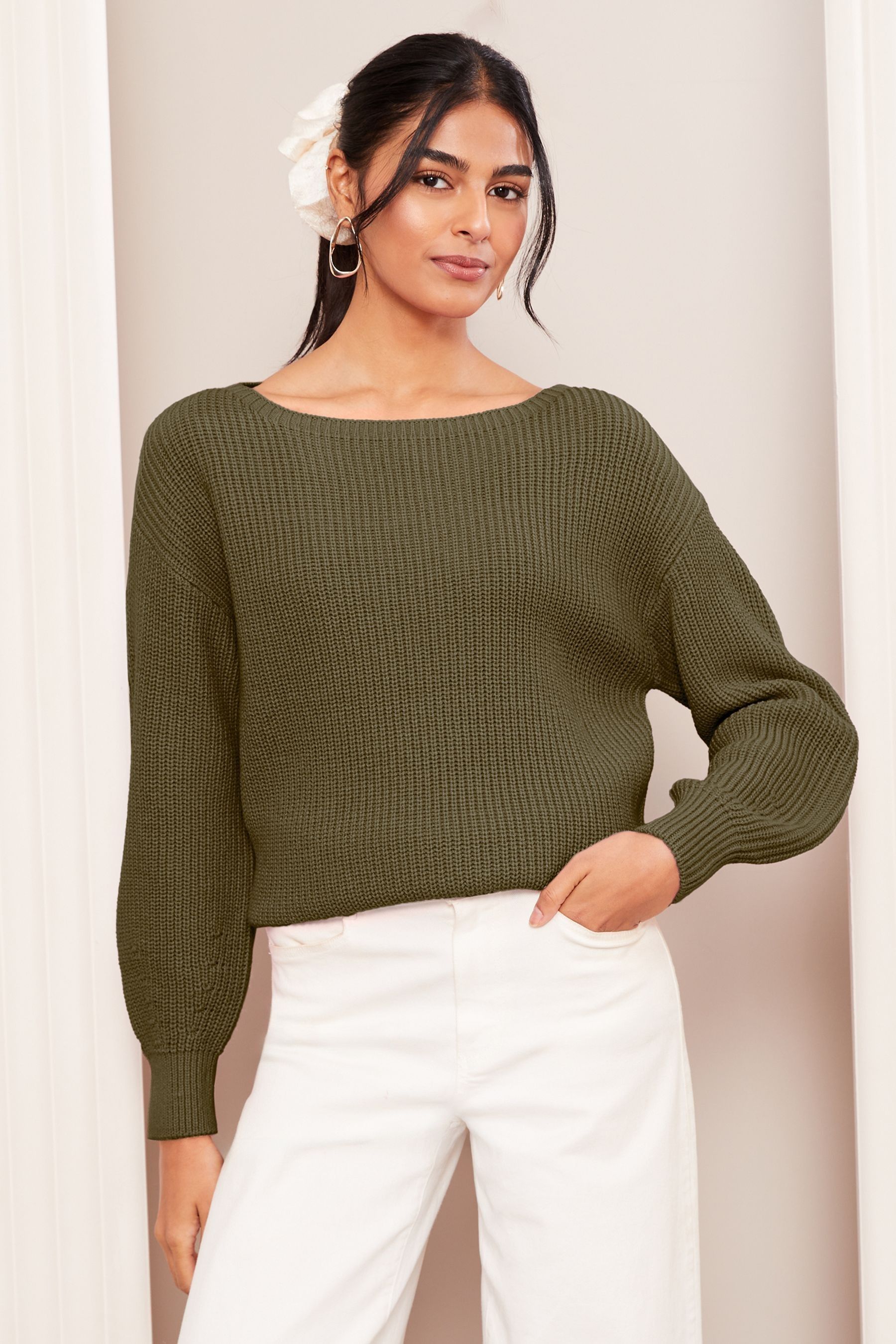 Khaki off the shoulder jumper new arrivals