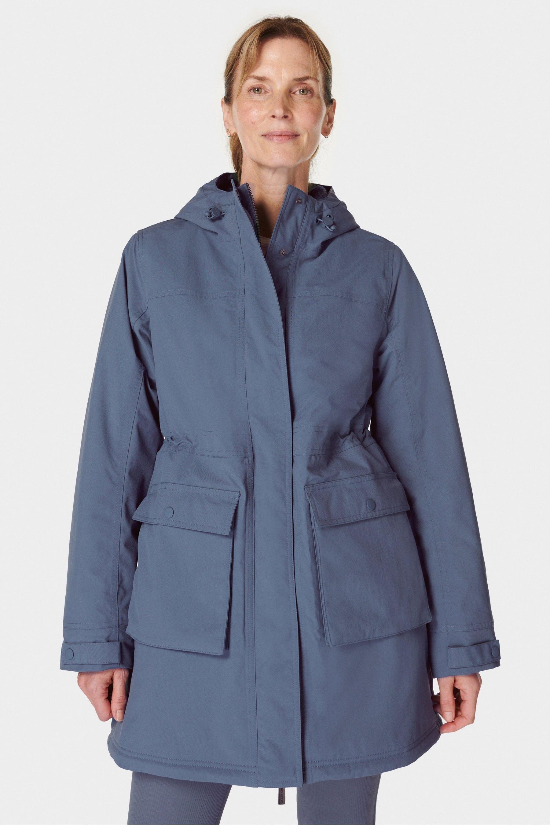 Sweaty Betty Blue Winter Stride Waterproof Parka Small Womens