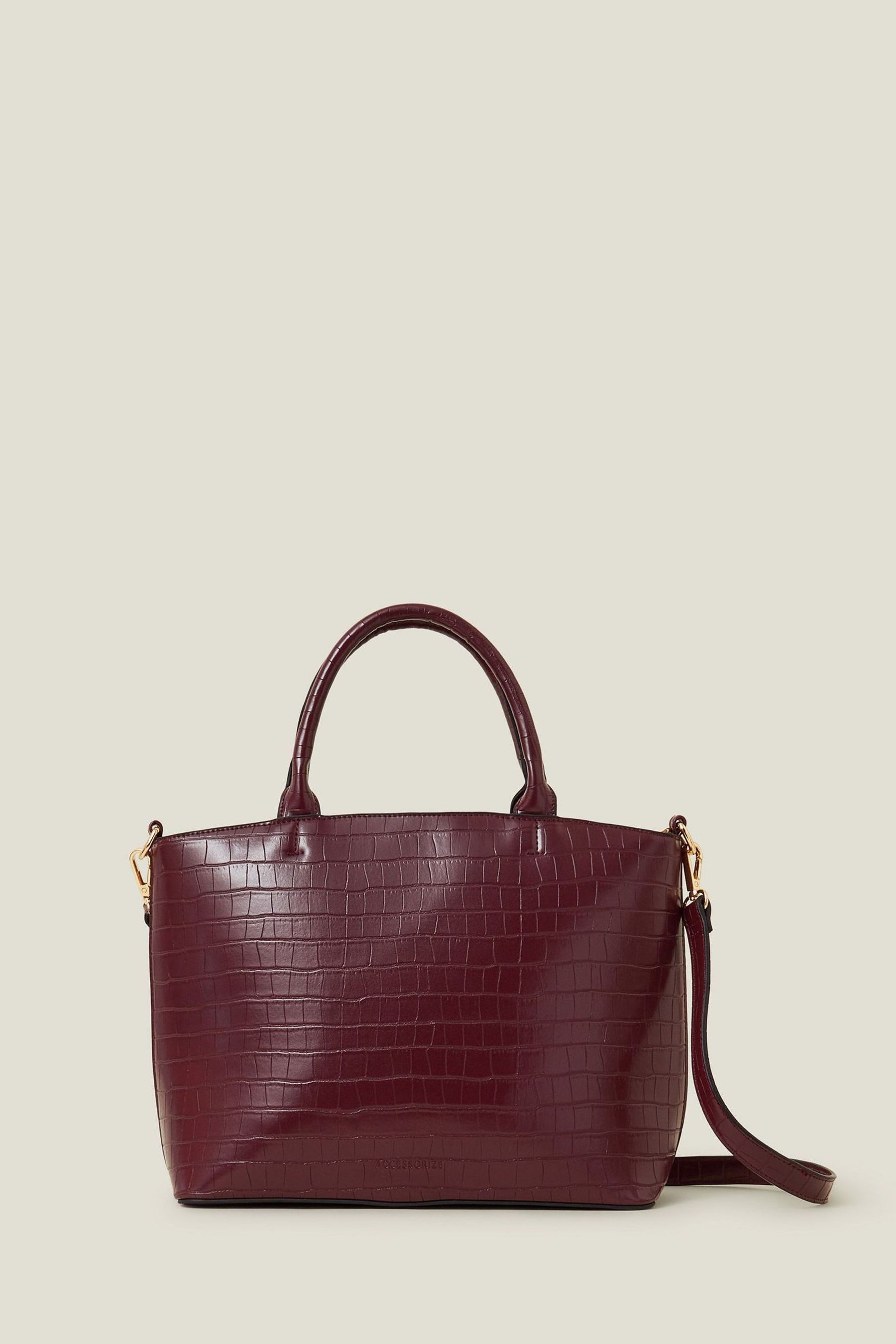 Accessorize Red Faux Croc Handbag ONE Womens