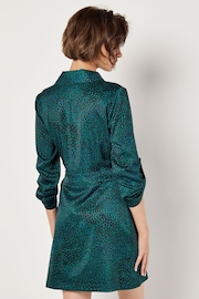 Apricot Green Micro Animal Print Tie Wrap Dress - Image 4 of 4