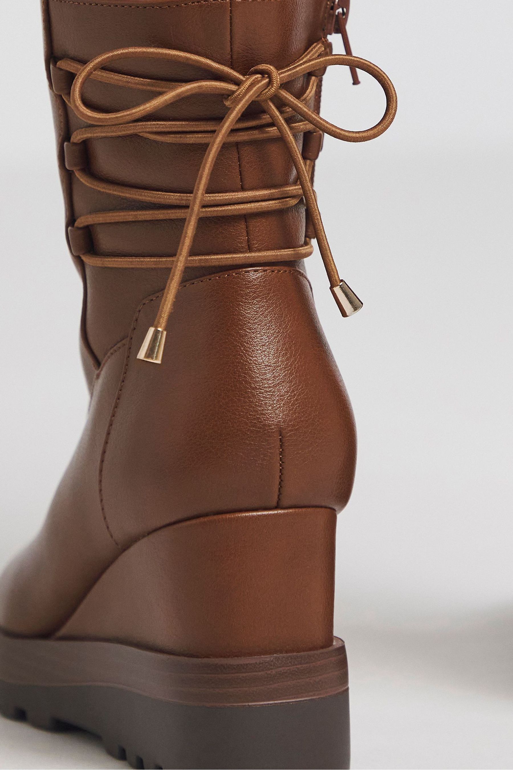 Buy Simply Be Natural Wide Fit Lace Back Detail Wedge Ankle Boots from Next Luxembourg