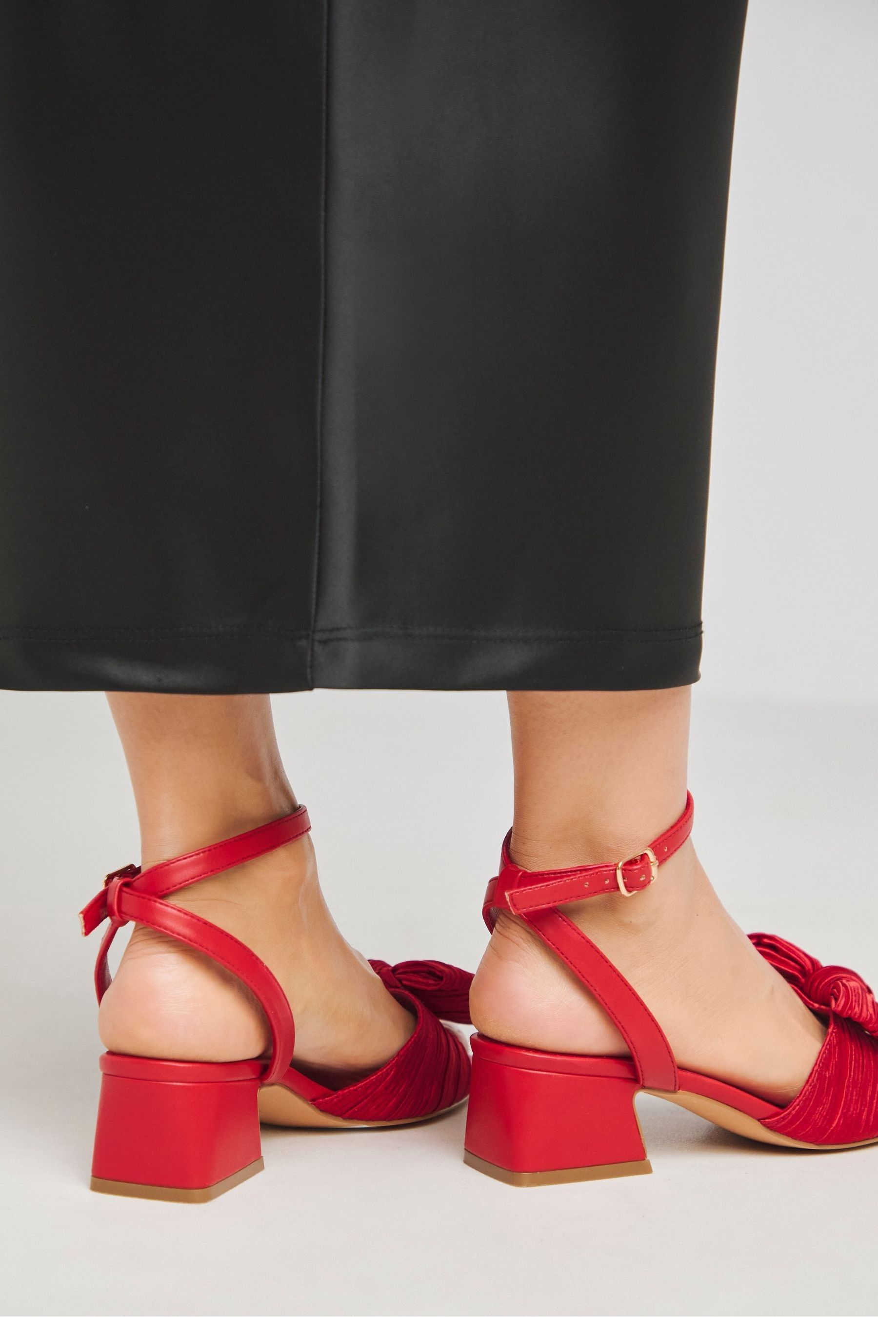 Simply Be Red Wide Fit Low Heel Occasion Sandals