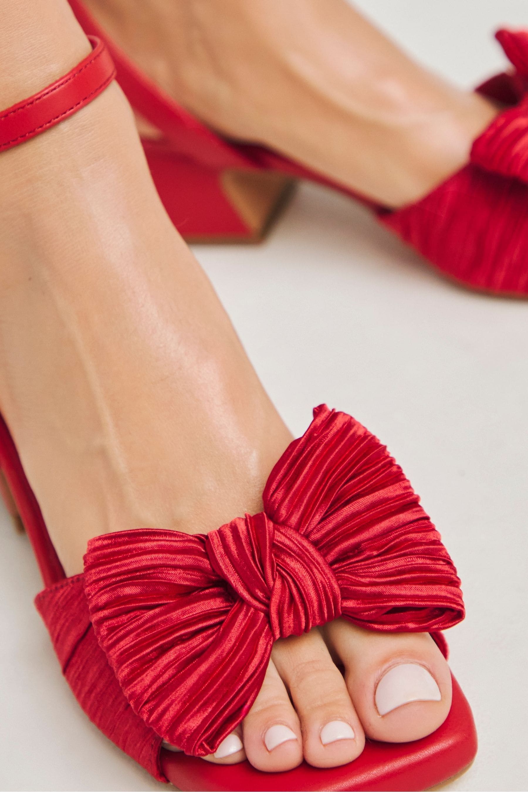 Buy Simply Be Red Wide Fit Low Heel Occasion Sandals from Next Luxembourg
