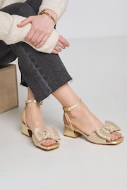 Simply Be Gold Low Heel Occasion Sandals In Extra Wide Fit - Image 1 of 4