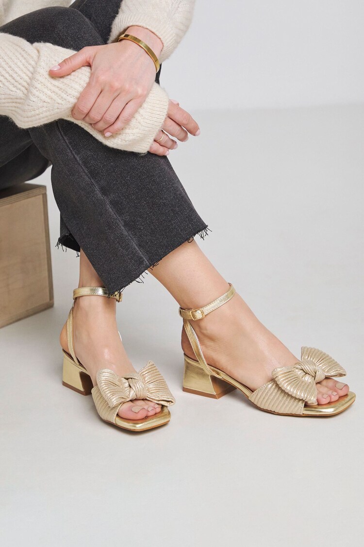 Simply Be Gold Low Heel Occasion Sandals In Extra Wide Fit - Image 1 of 4