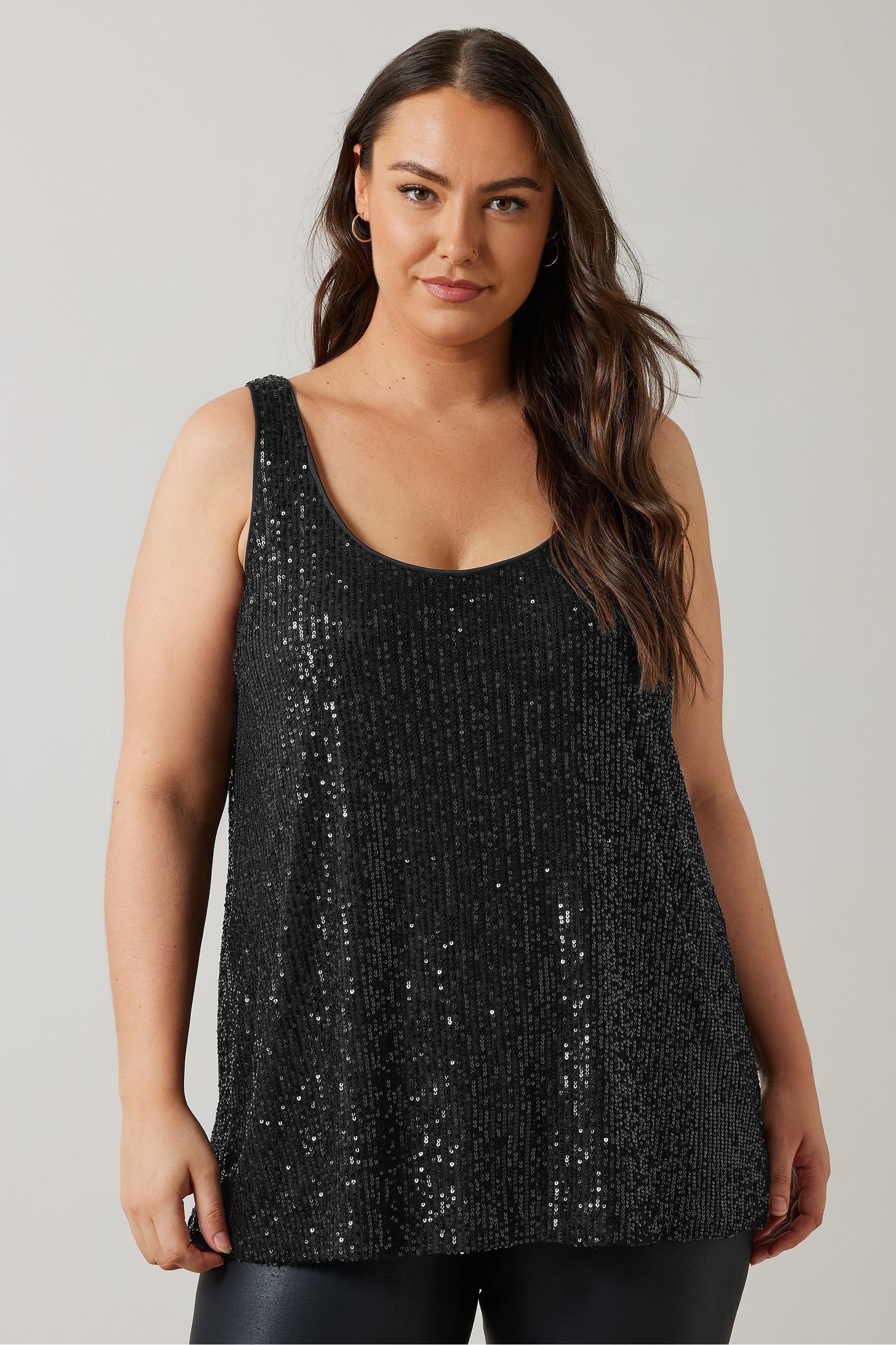 Evans Sequin Mesh Black Vest