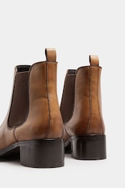 Long Tall Sally Brown Chelsea Ankle Block Heel Leather Boots - Image 4 of 5