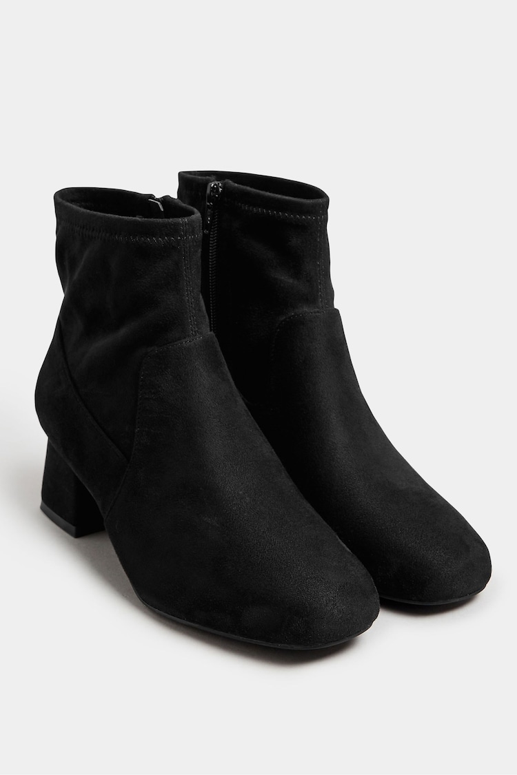 Yours Curve Black Extra-Wide Fit Block Heel Stretch Boots - Image 1 of 4