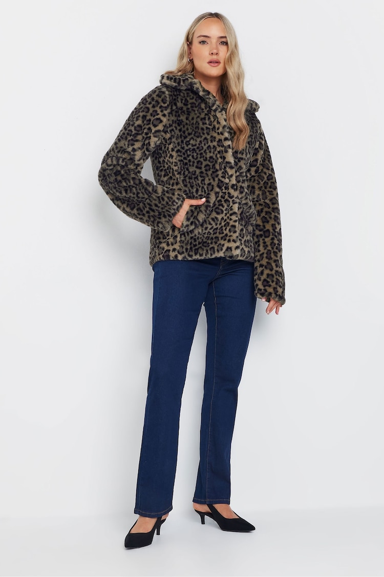 Long Tall Sally Brown Animal Print Faux Fur Coat - Image 2 of 5