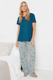 Long Tall Sally Blue Star In Stars Wide Leg Pyjamas Set - Image 2 of 5