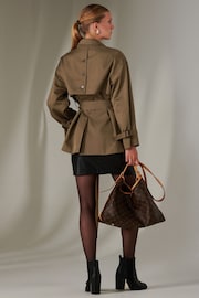 Jolie Moi Green Mini Cropped Trench Coat - Image 5 of 6