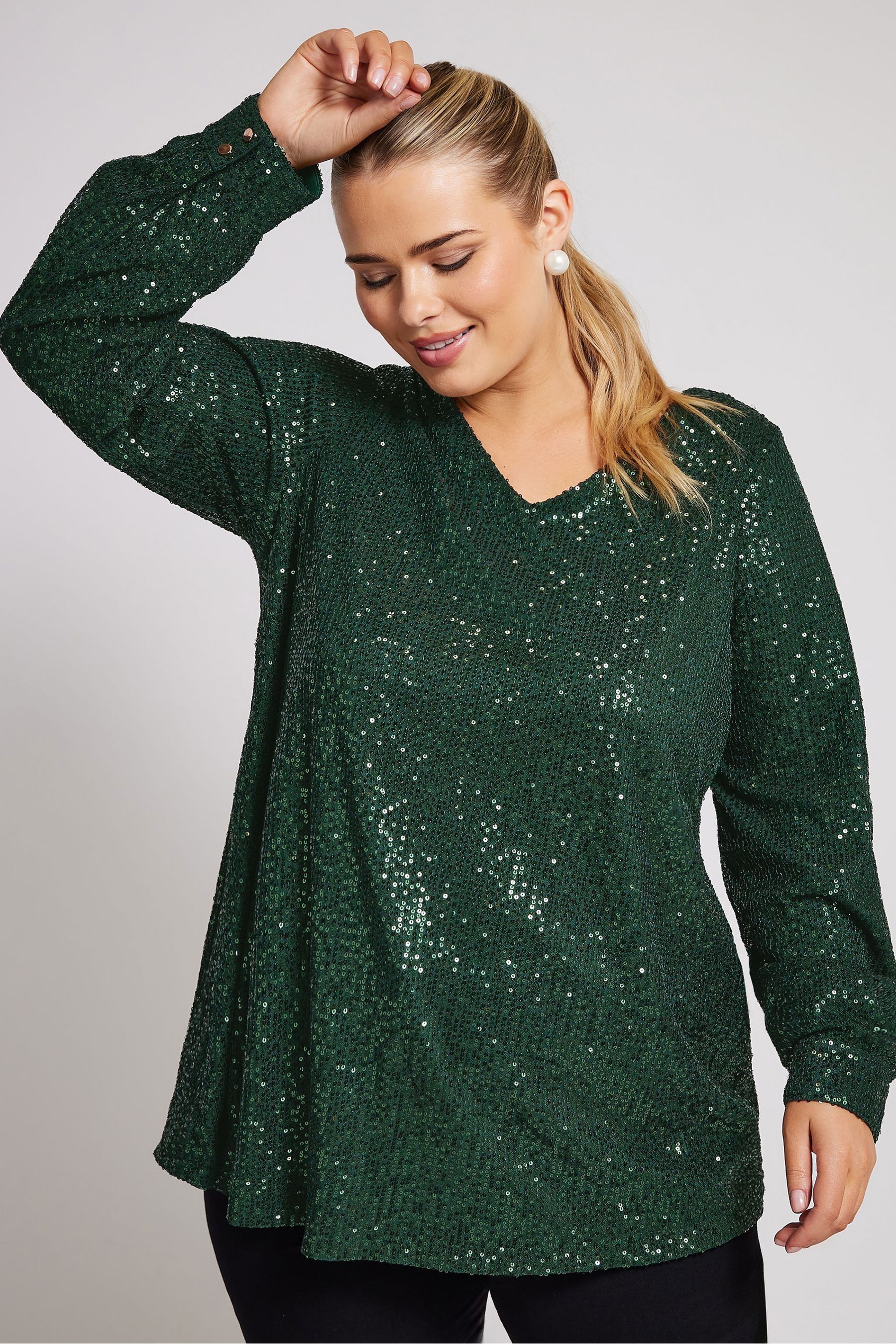 Long sleeve top with sequin embellishment cheap