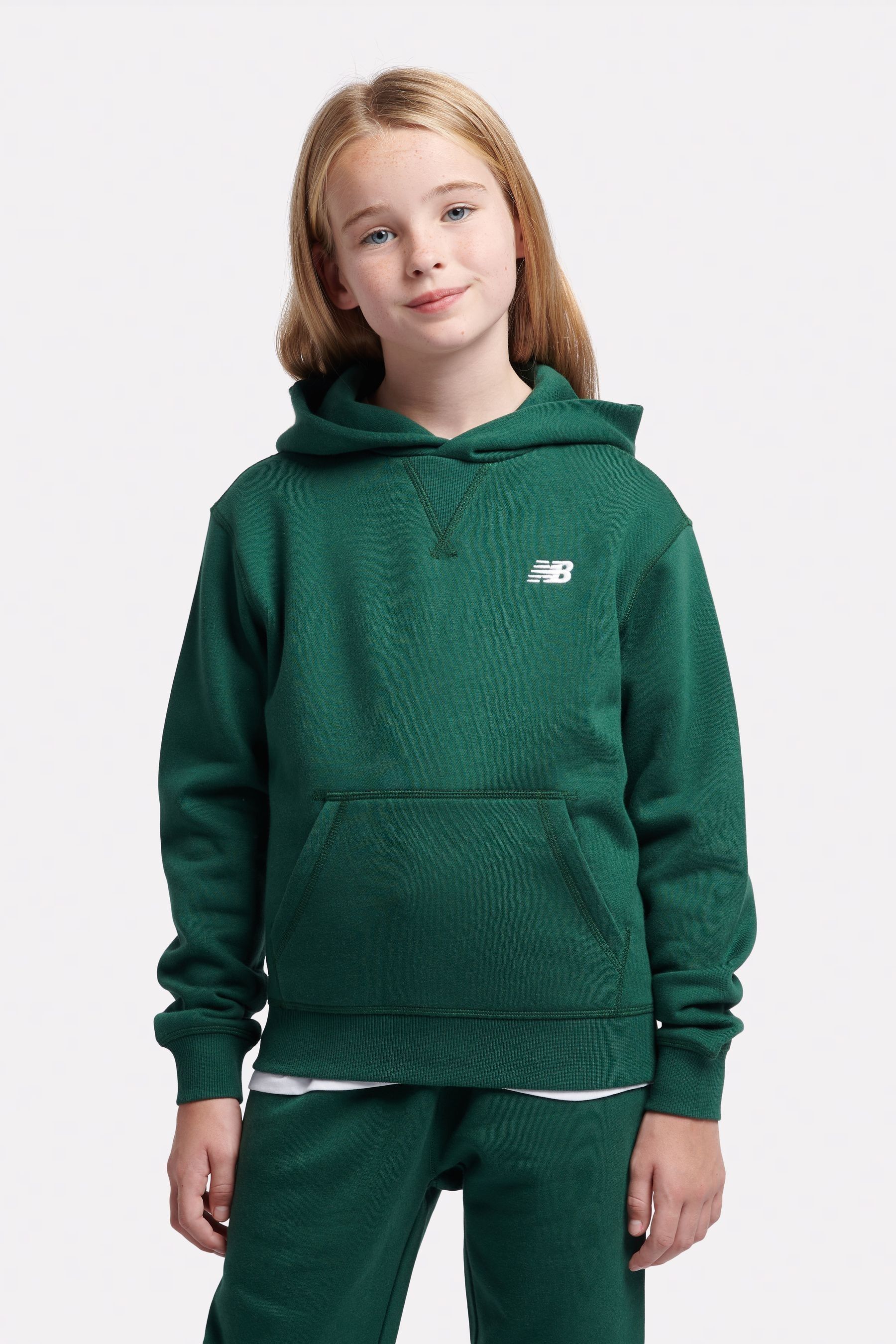 Buy New Balance Green Small Girls Brush Back Logo Hoodie from the Next UK online shop