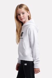 New Balance White Girls Brush Back Stacked Logo Hoodie - Image 2 of 6