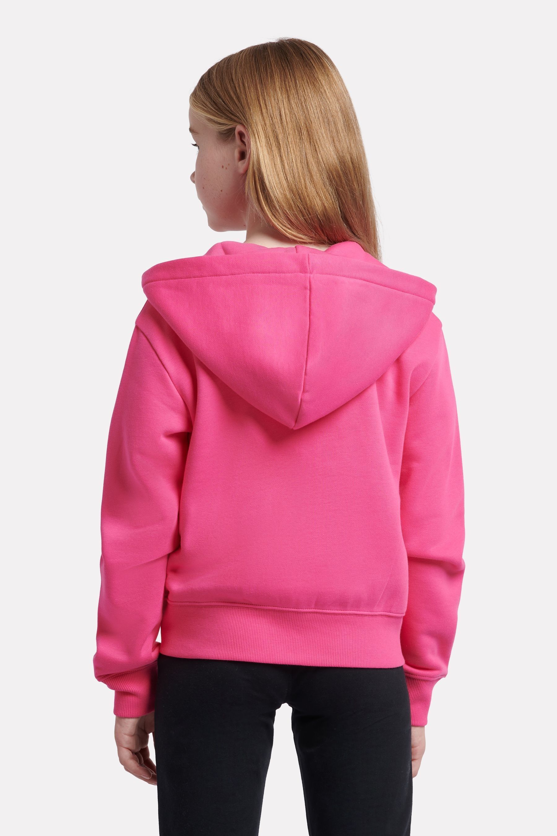 New Balance Pink Girls Brush Back Graphic Zip Hoodie