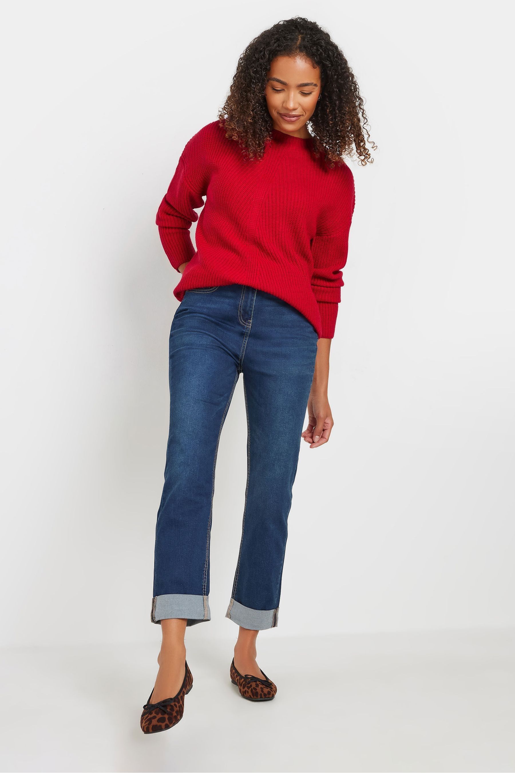 Red funnel neck sweater store