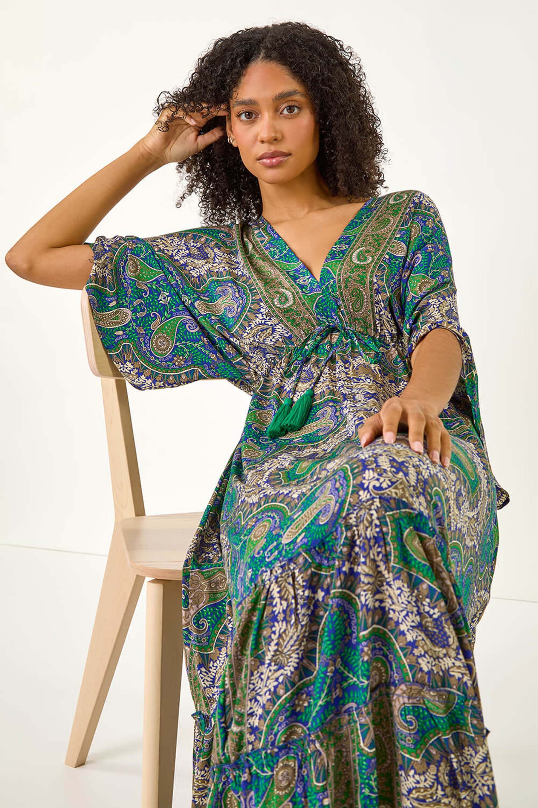 Buy Roman Green Paisley Print Boho Maxi Dress from the Next UK online shop