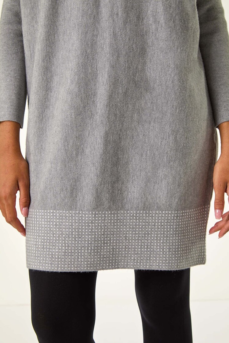 Roman Grey Contrast Spot Border Knit Jumper Dress - Image 5 of 5