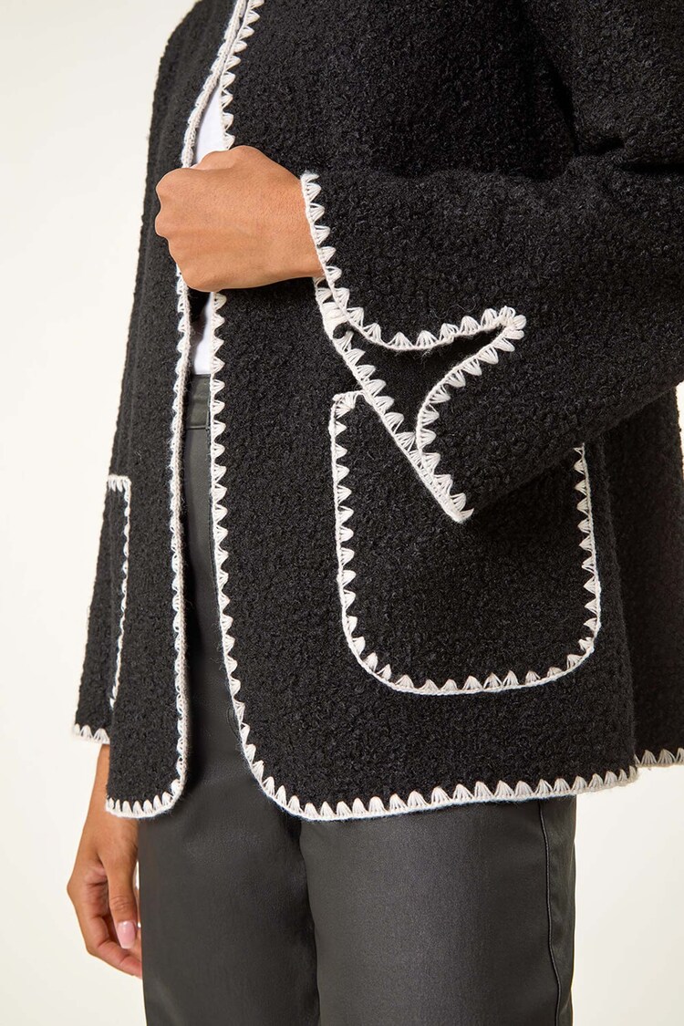 Roman Black Contrast Blanket Stitch Jacket - Image 5 of 5