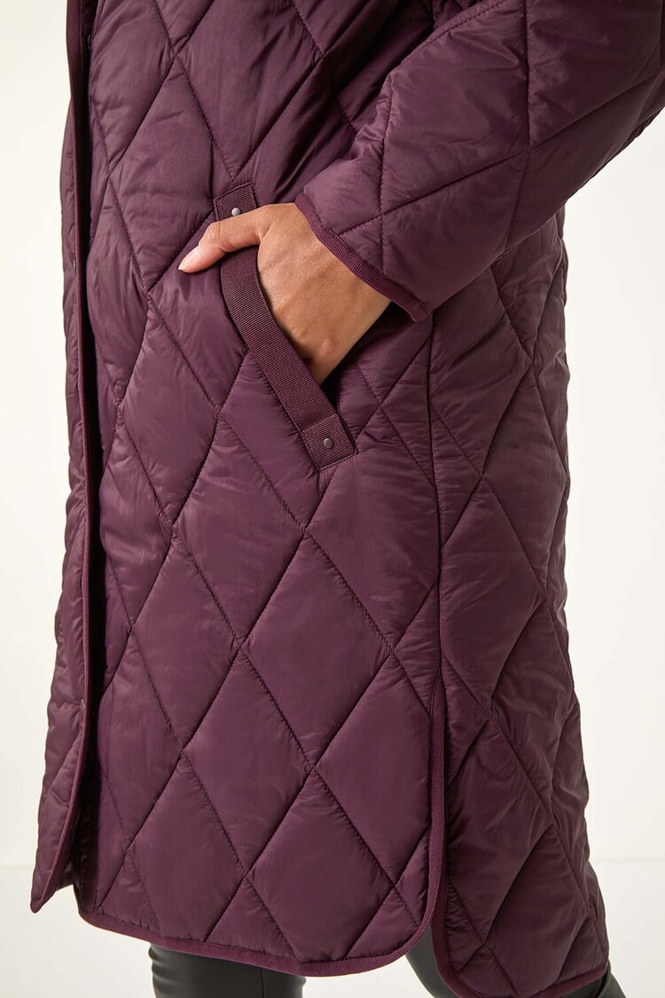 Roman Purple Iridescent Diamond Quilted Hooded Coat - Image 6 of 6