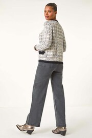 Roman White Textured Boucle Knit Cardigan - Image 3 of 5