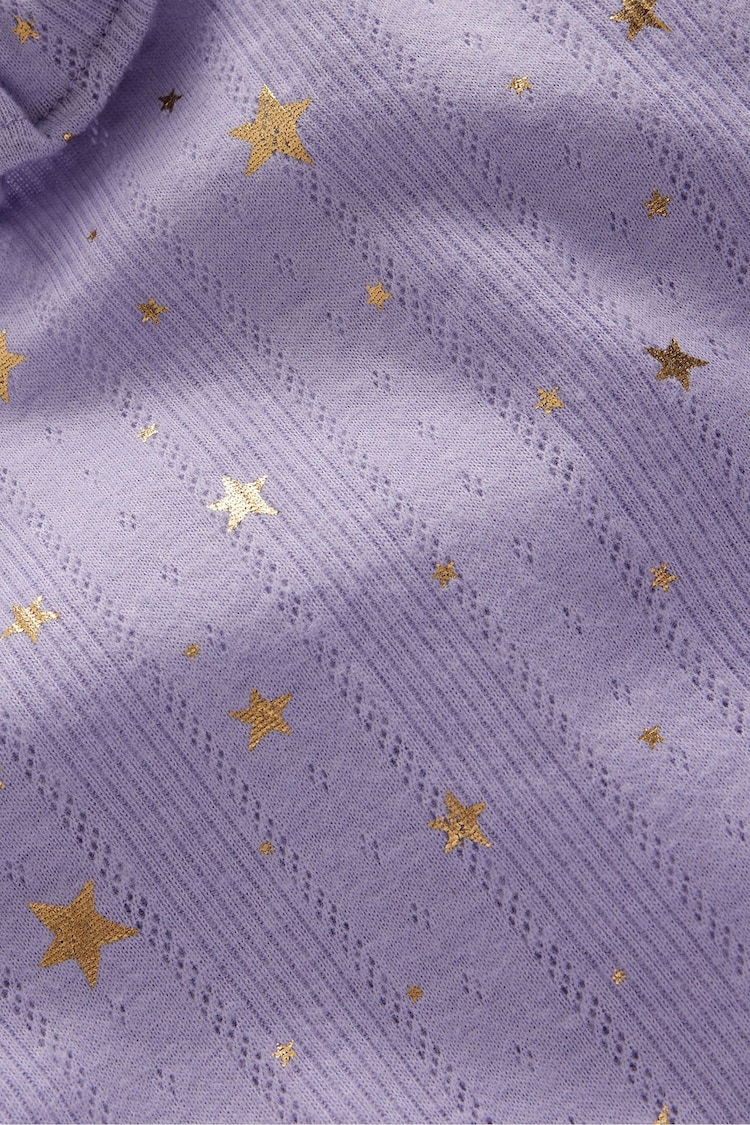 Boden Purple Ruffle Sparkle Pointelle Top - Image 3 of 3