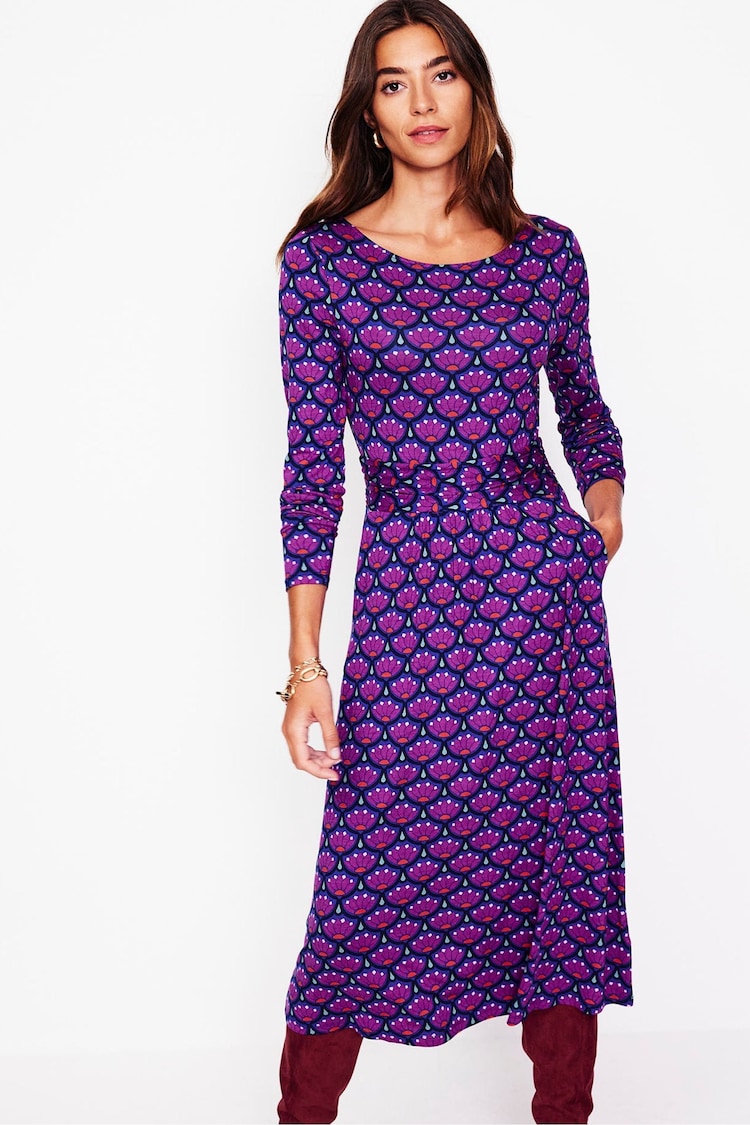 Boden Purple Amelie Long Sleeve Midi Dress - Image 2 of 5