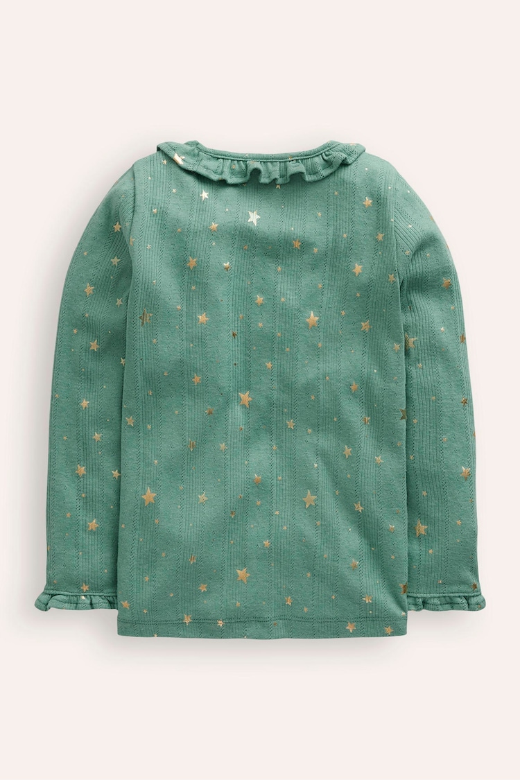 Boden Green Ruffle Sparkle Pointelle Top - Image 2 of 3