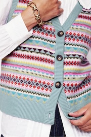 Boden Blue Edie Fair Isle Waistcoat - Image 5 of 7