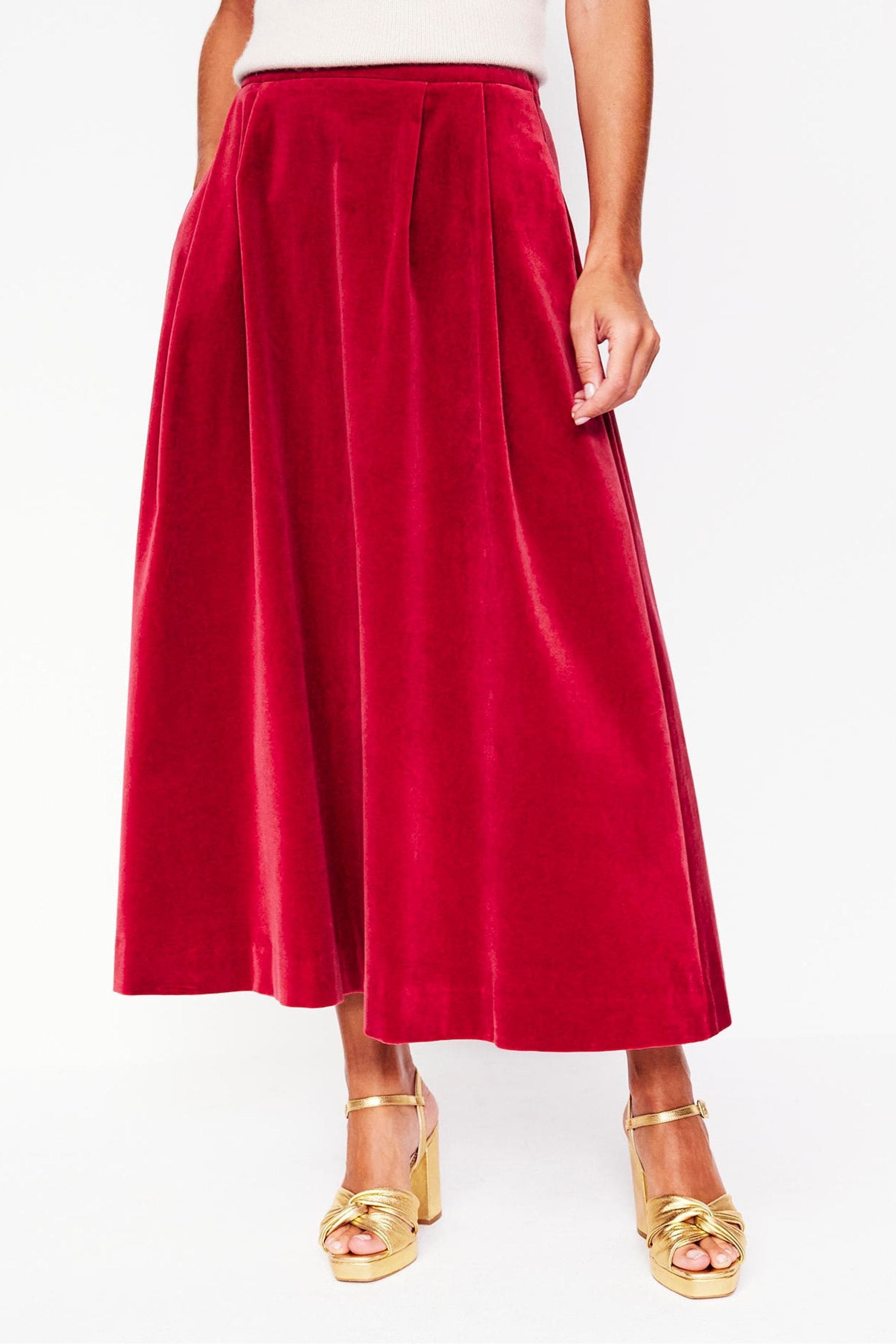 Boden Red Angelica Velvet Skirt