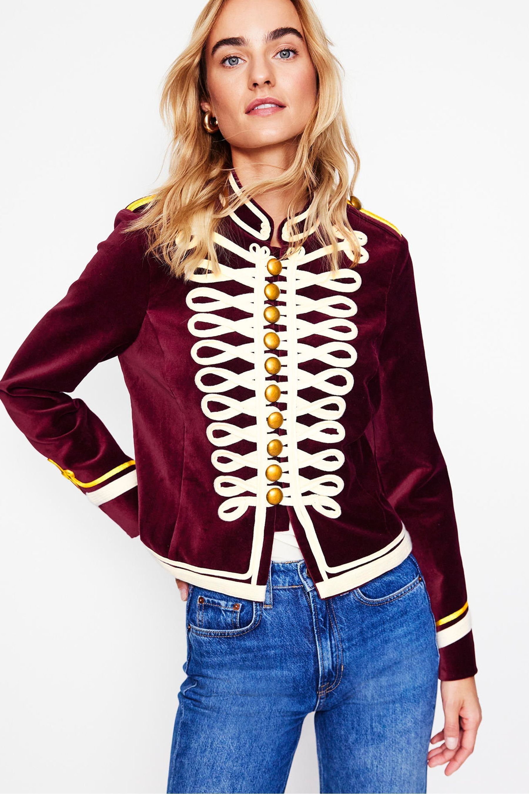 Buy Boden Red Velvet Military Jacket from the Next UK online shop